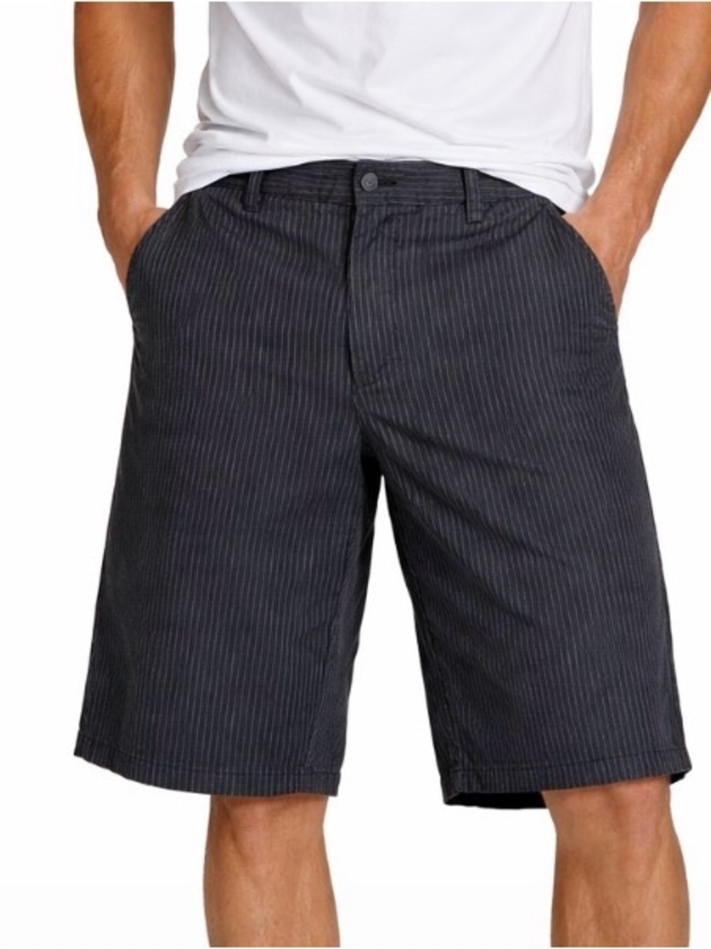 Travis Mathew shorts golf black white pin stripped Men's SZ 30" waist FLAWED